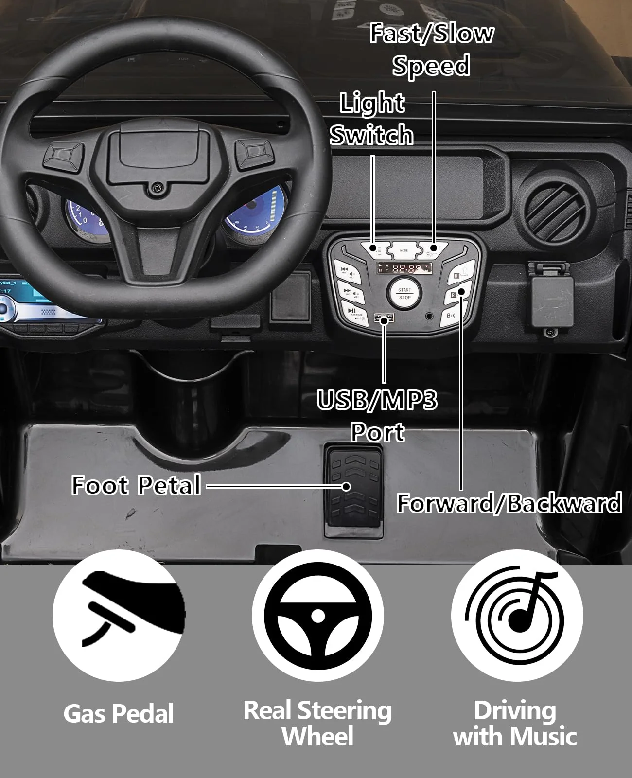 Garvee 24V Ride On Car 2 Seater For Kids Age 3+ , XL Electric Vehicles for Big Kids with 20