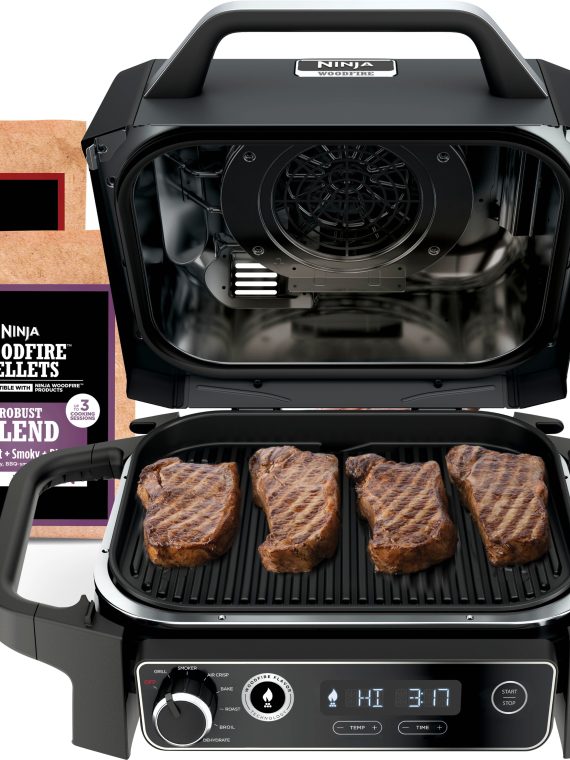 2026 Ninja – Woodfire Outdoor Grill & Smoker, 7-in-1 Master Grill, BBQ Smoker, & Outdoor Air Fryer with Woodfire Technology – Grey