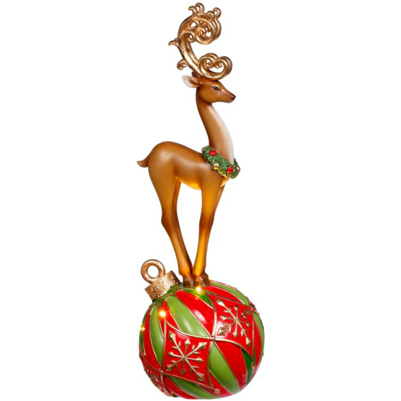 Deer on Ornament with LED, 17