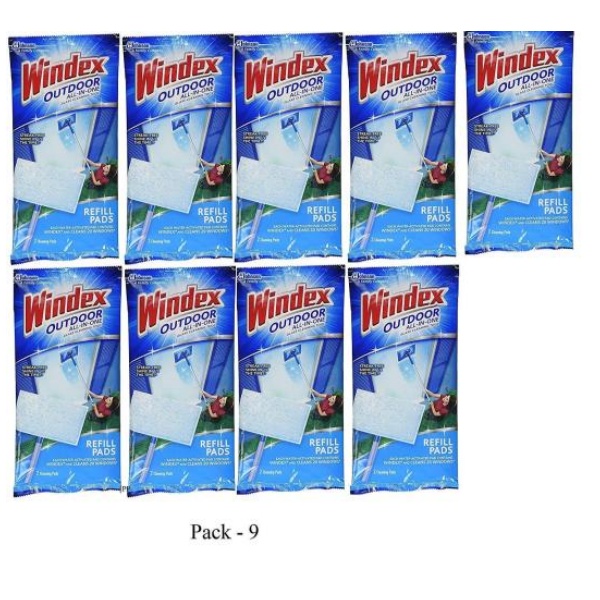 2026 Windex Outdoor All-in-One Window Cleaner Pads (Refill, Pack - 9)
