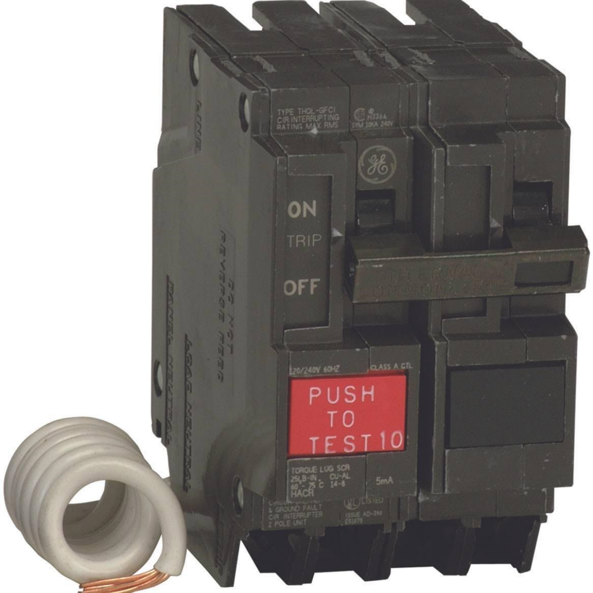 GE Thql2130gftp Double Pole Ground Fault Breaker, 30 Amp