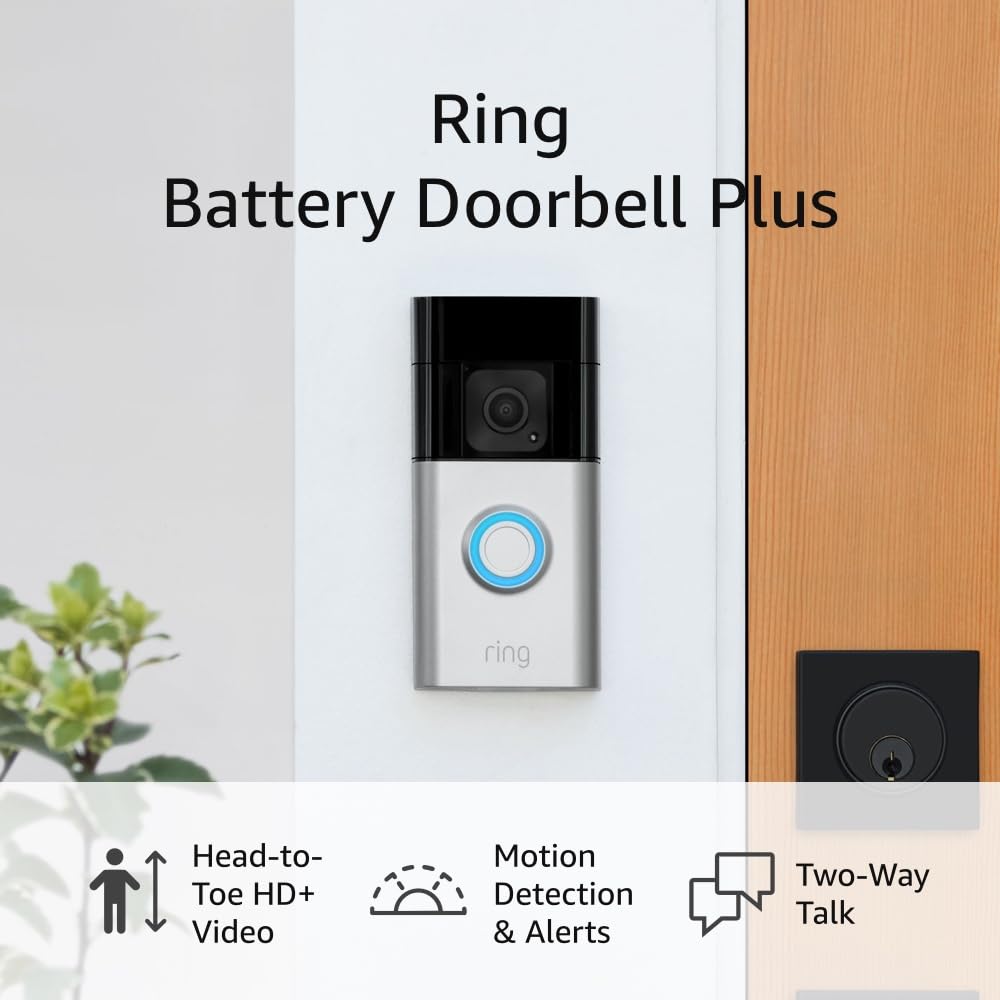 2026 Ring Battery Doorbell Plus | Head-to-Toe HD+ Video  motion detection & alerts  and Two-Way Talk (2023 release)