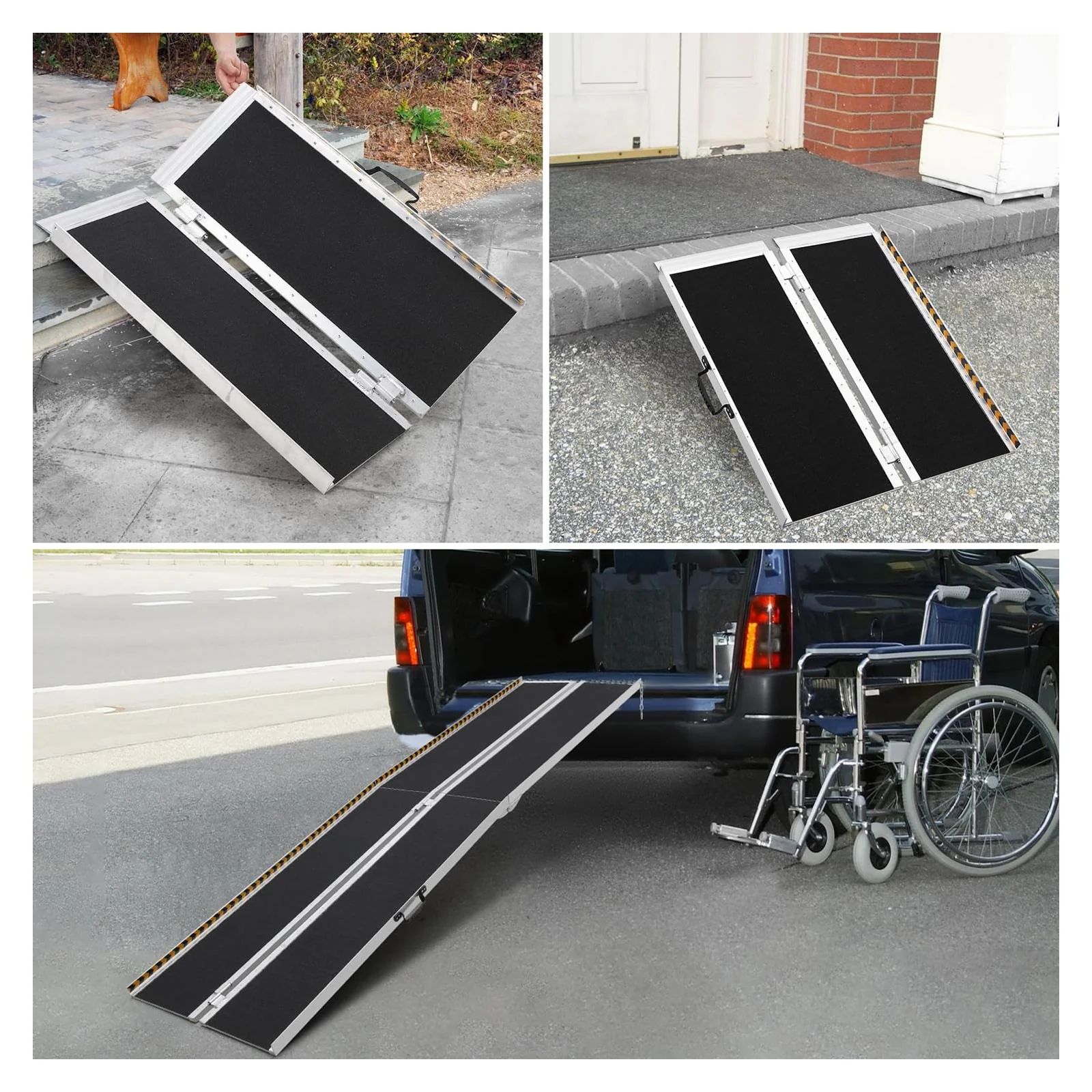 Garvee 6FT Portable Aluminum Wheelchair Ramp – Non-Skid Anti-Slip Threshold Ramp for Home, Cars, Curbs, Stairs & Scooters Handicap Accessible