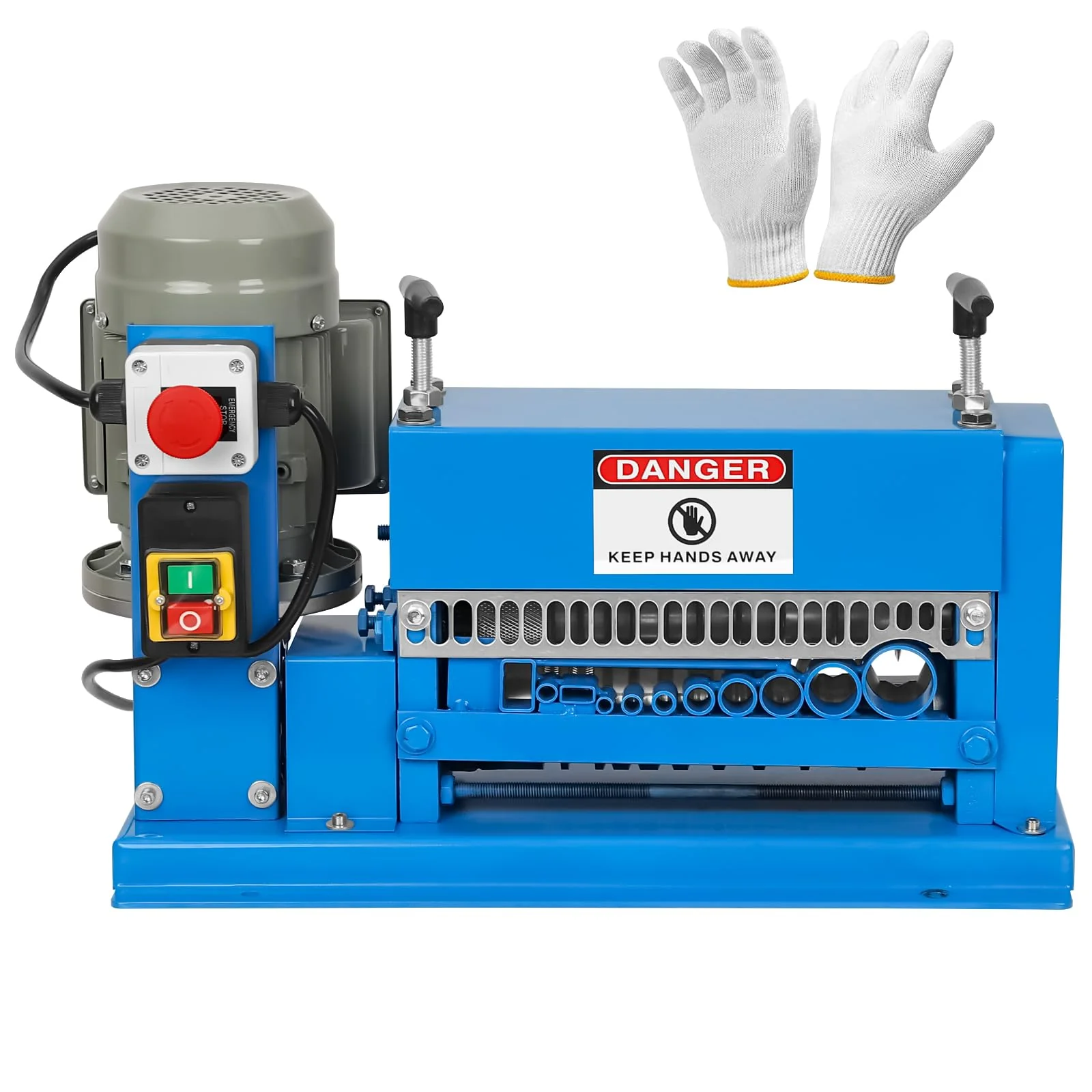 Garvee Wire Stripping Machine 0.06 inch -1.5 inch, 370w Portable Powered Wire Stripper Machine, 11 Channels 10 Blades & 65ft/minute, Automatic Wire Stripping Tool for Recycling Copper Wire, Blue