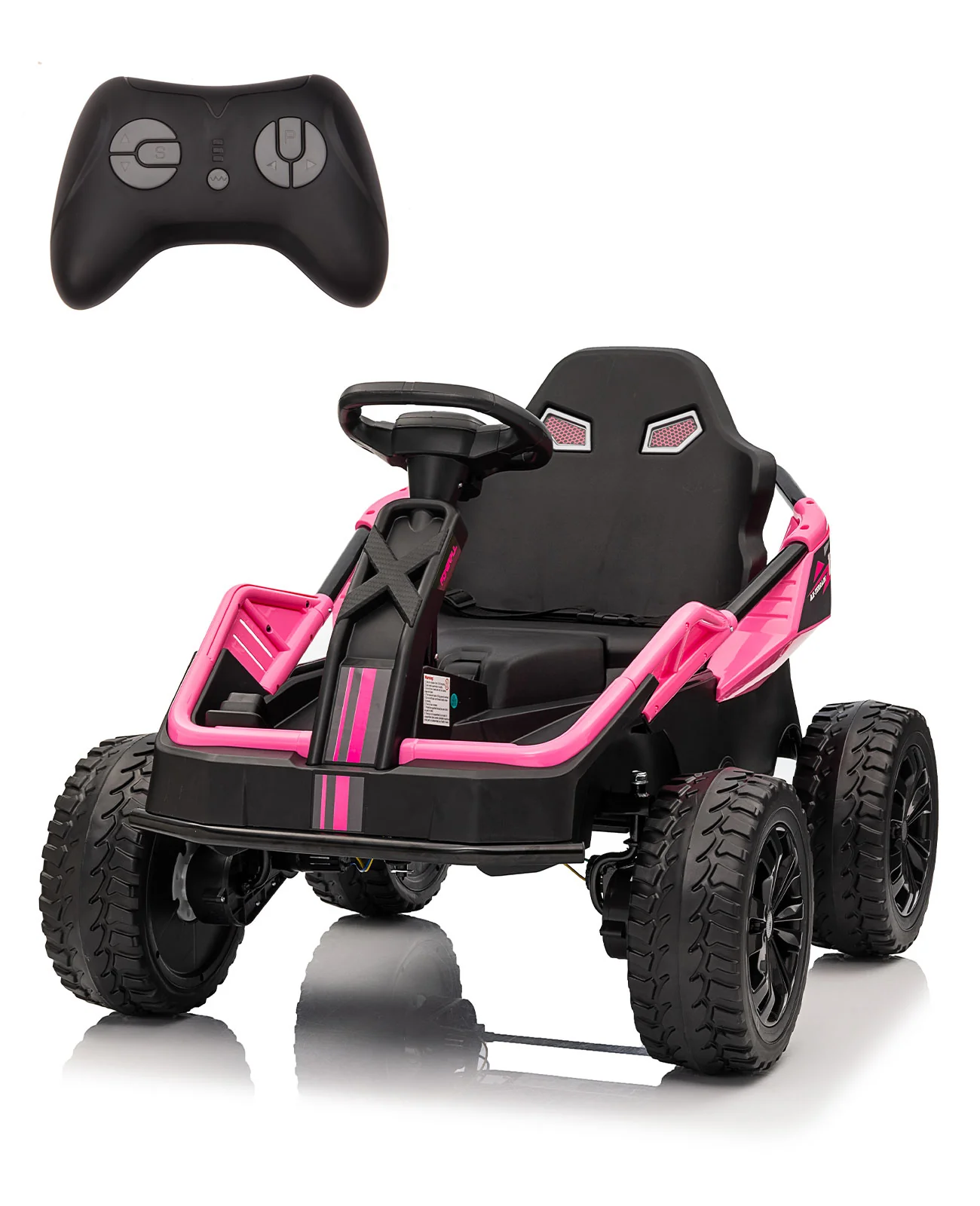 Garvee 24V Ride On Toy for Big Kids, 6MPH 200W 4x4 Ride On Car w/Parent Remote, Metal Frame, Headlights, Shock Absorbers, Music, Horn, Battery Powered Electric Cars for Kids, Pink