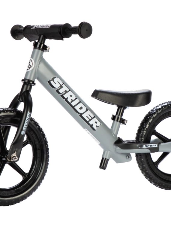 2026 Strider – 12 Sport Balance Bike, Ages 18 Months to 5 Years – Matte Gray