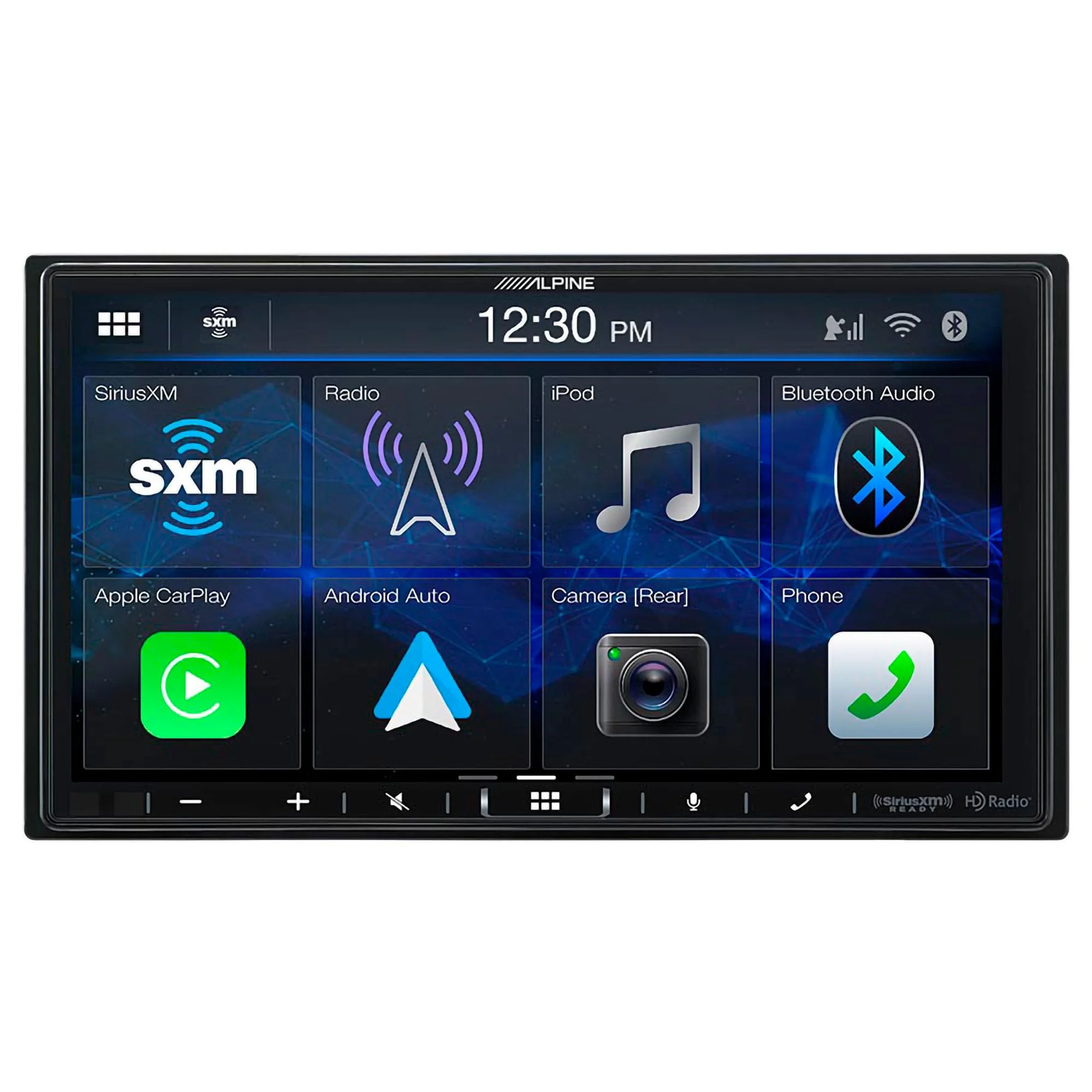 Alpine iLX-407 7-Inch Double DIN Digital Media Receiver with Apple CarPlay Android Auto and Alpine KTA-450 Power Pack Class D 4 Channel Amplifier 400 Watts DPP Bundle