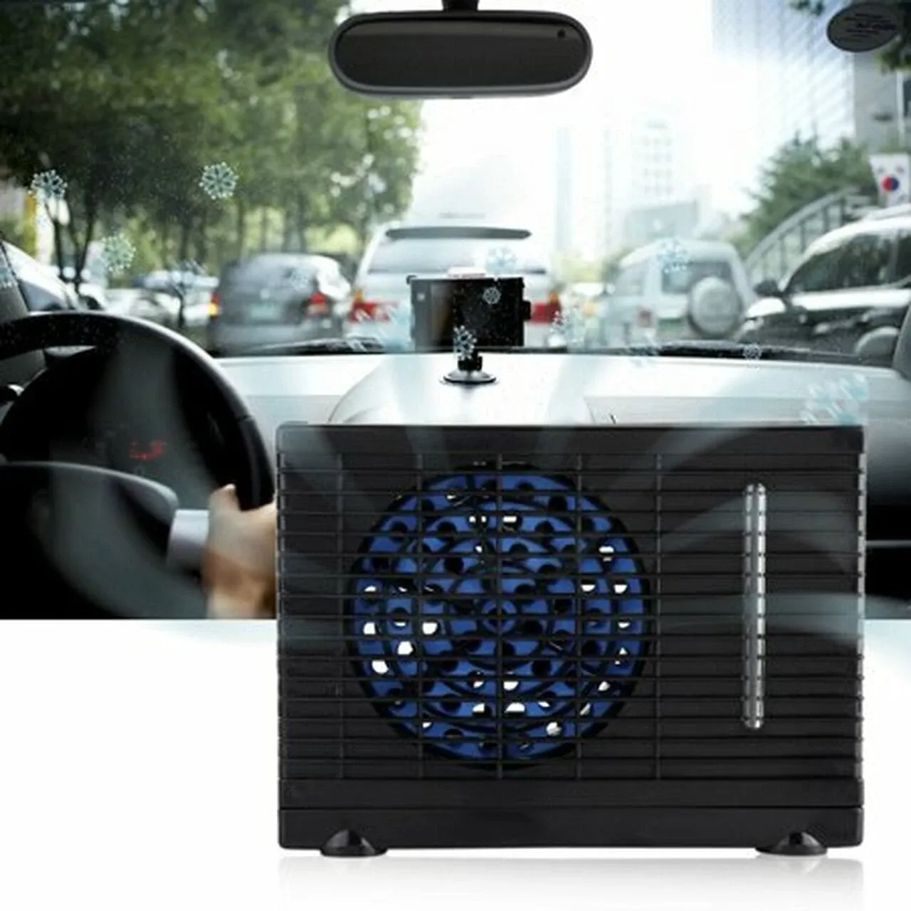 FAGINEY Evaporative Air Conditioner, Portable 12V Car Truck Home Mini Air Conditioner Evaporative Water Cooler Cooling Fan, Car Air Conditioner