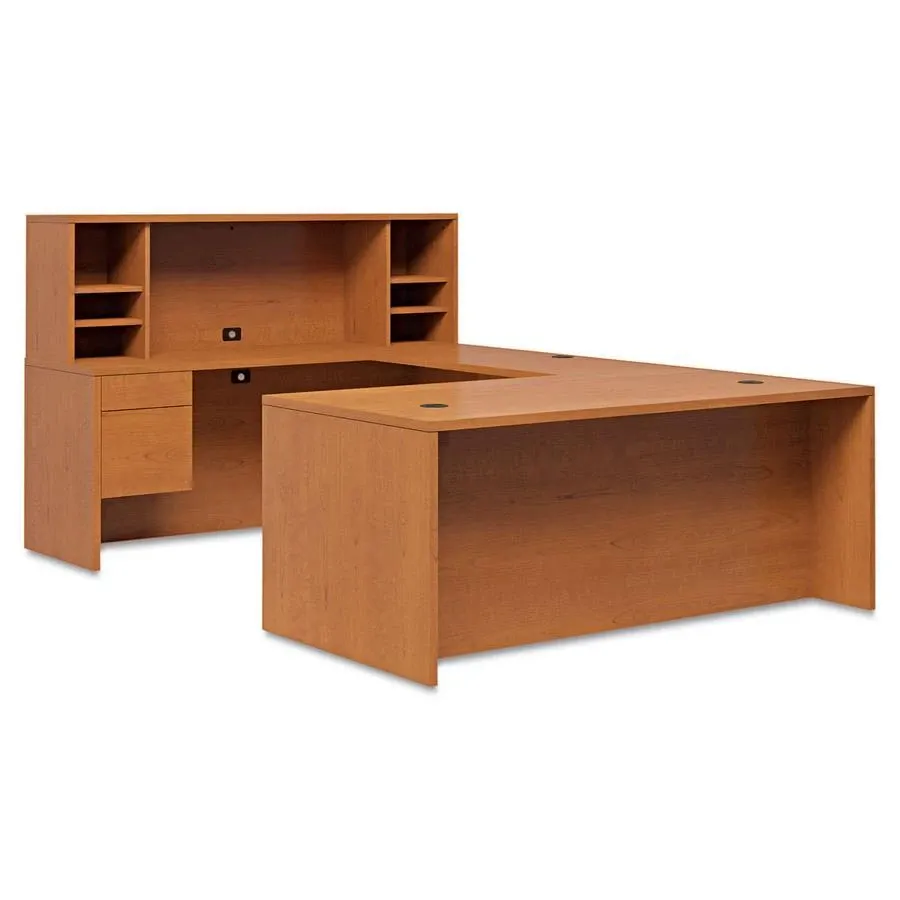 HON 10500 Series 72′′ U-Workstation with Stack-on PC Organizer, Harvest