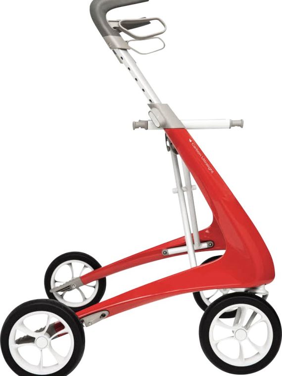 2026 byAcre – Carbon Ultralight Compact Rollator, 16.1′′ Seat Width, Supports up to 285lbs – Red Frame