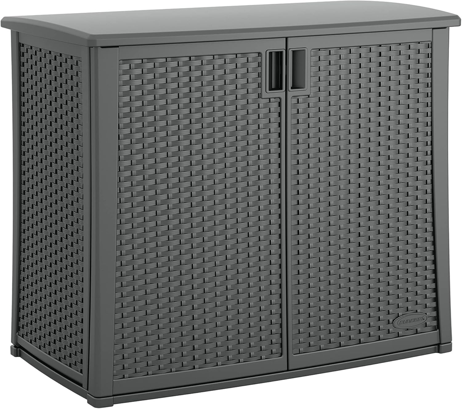 2026 Suncast Outdoor Storage Cabinet with Pad-Lockable Doors  Freestanding Outdoor Patio Storage Unit  42′′ W x 23′′ D x 35.5′′ H  Cool Gray