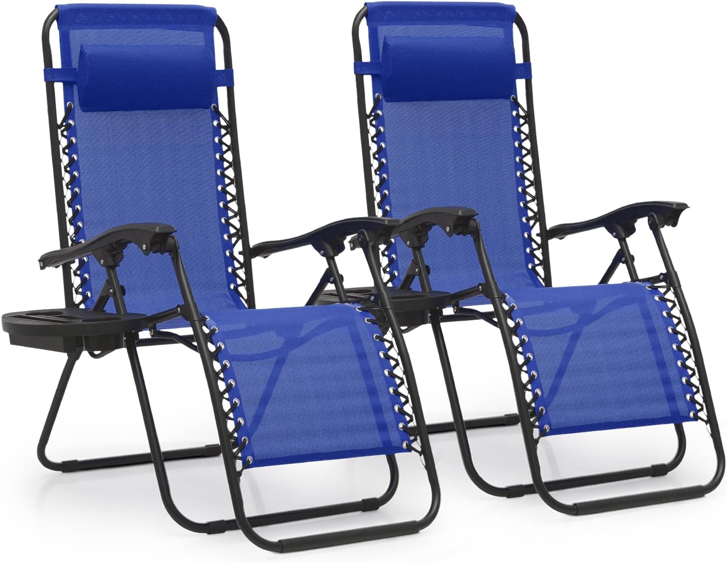 2026 MoNiBloom Zero Gravity Chairs Set of 2 Outdoor Folding Patio Lounge Chairs for Outside Reclining Lawn Chairs Recliner Beach Chairs for Adults  Blue