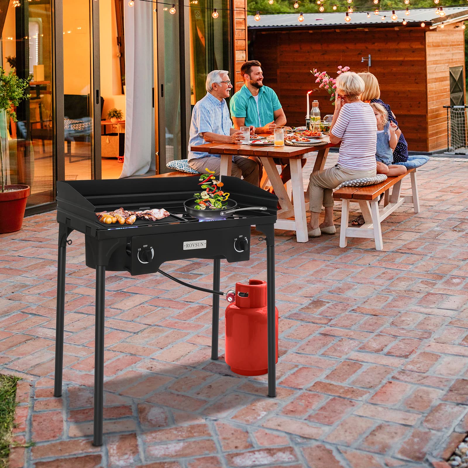 2 Burner 150,000 BTU Outdoor Gas Propane Stove with Windpanel & Carrying Bag