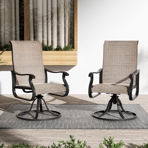 2026 Brown Dining Chair | All-Weather | Swivel  Rocker | Lawn  Porch  Garden | High Back  Swivel Chair