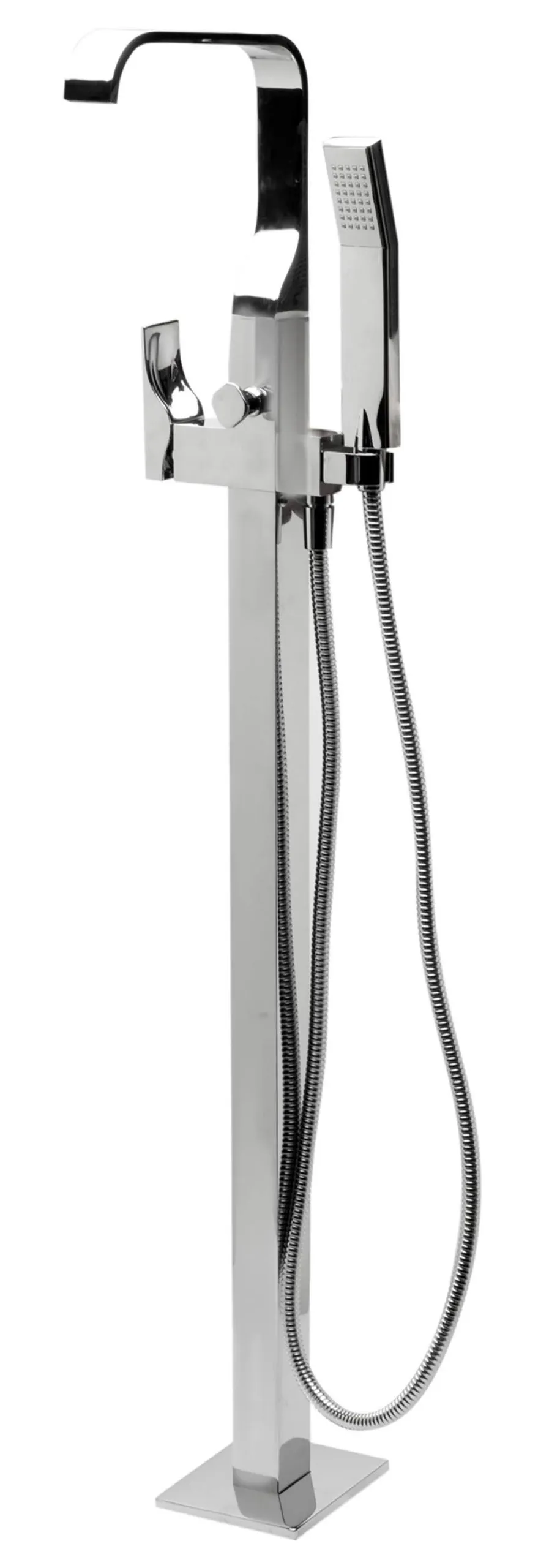 Alfi Brand AB2180-PC Polished Chrome Single Lever Floor Mounted Tub Filler Mixer W Hand Held Shower Head