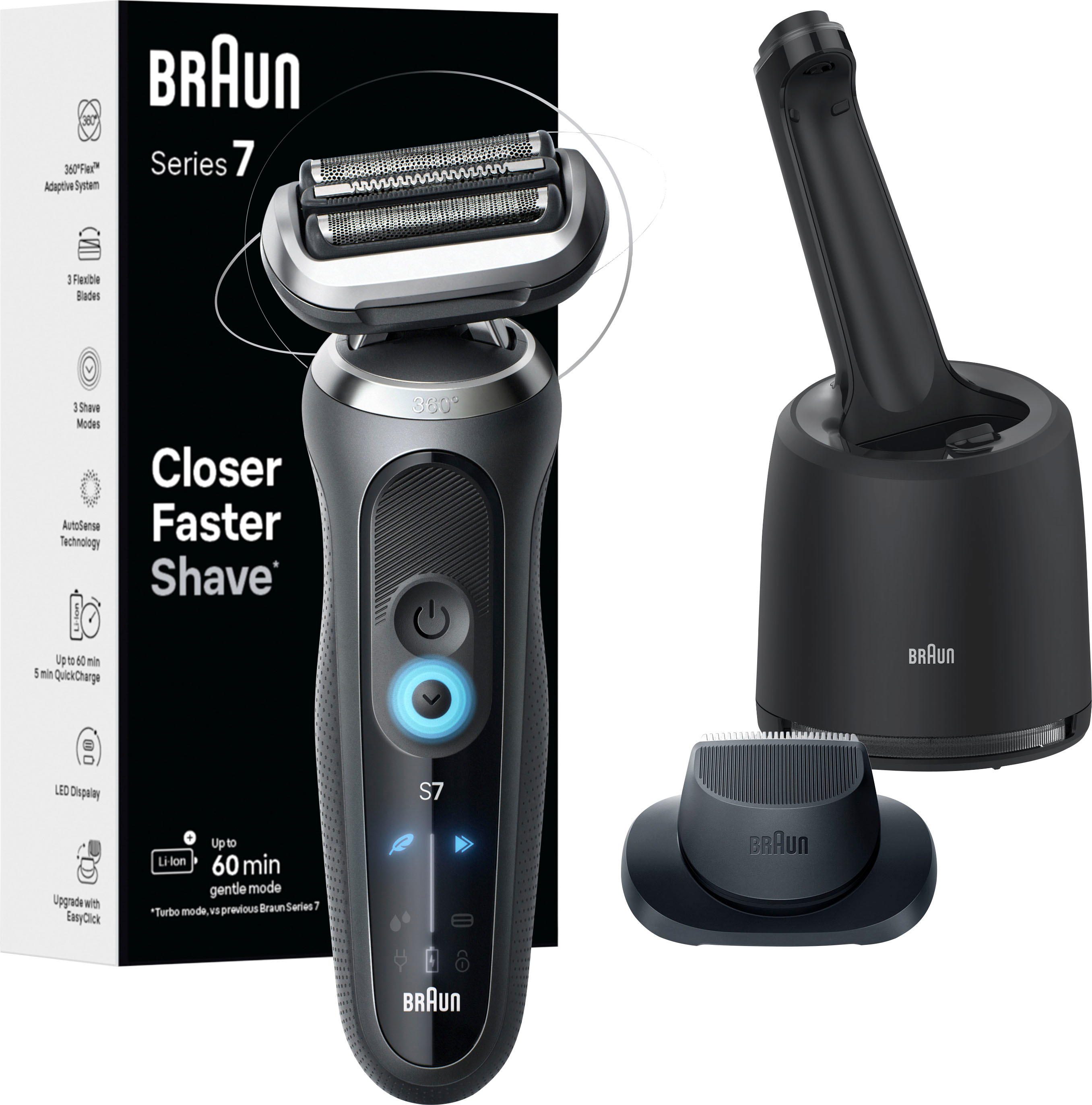 2026 Braun Series 7 Wet/Dry Electric Shaver with Smart Center – Grey