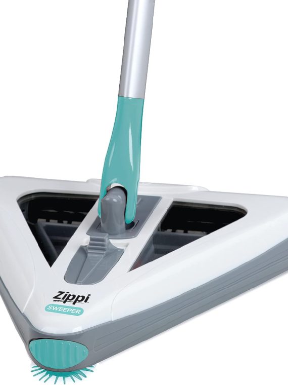 2026 Zippi Sweeper Max- Powerful and Lightweight Sweeper  Perfect for Carpet Hardwood and Tile  Triangular Design Allows for Sweeping in Corners  1000 mAh Rechargeable Battery
