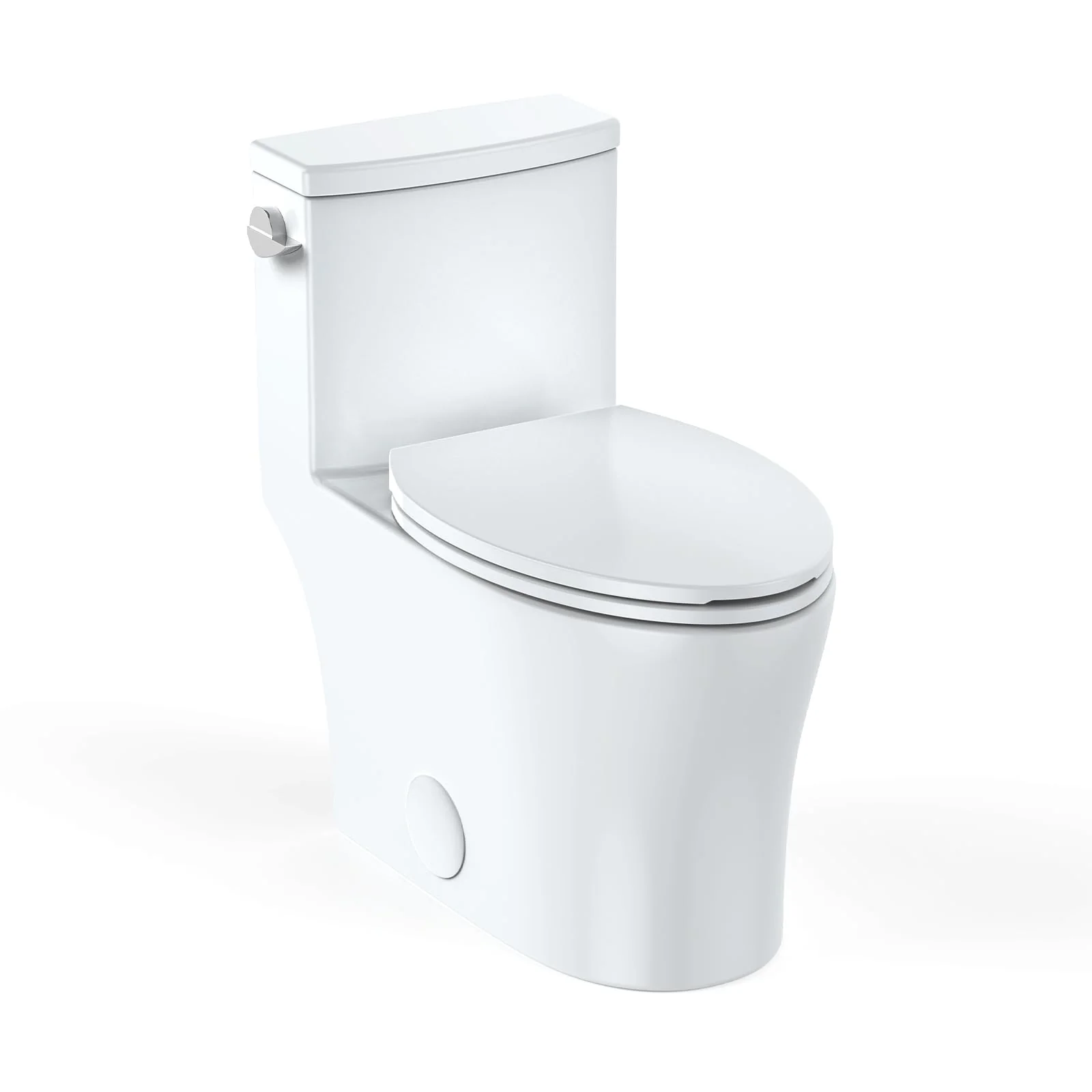 Garvee Elongated Toilet for Bathrooms, One-Piece Toilet with Soft Close Seat, Powerful & Quiet Left Side Trip Lever Flush 1.28 GPF, Ceramic Crisp White 12