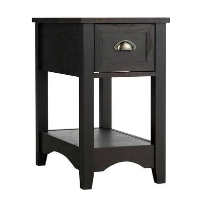 Contemporary Chair Side End Table Compact Table with Drawer Nightstand,Brown Canora Grey Color: Espresso