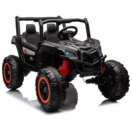 Garvee 2 Seater Ride on Car for Kids, 24V Powered Electric Off-Road UTV Ride Toy, 4WD Electric Vehicle with Remote Control, LED Lights, Bluetooth, 3 Speeds, Horn, 2 Spring Suspension