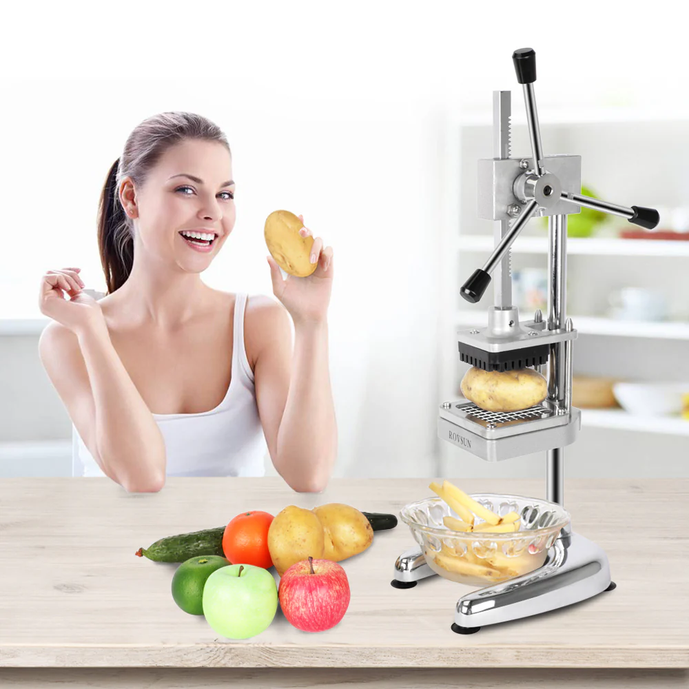 Commercial French Fry Cutter with 3 Sizes Blades
