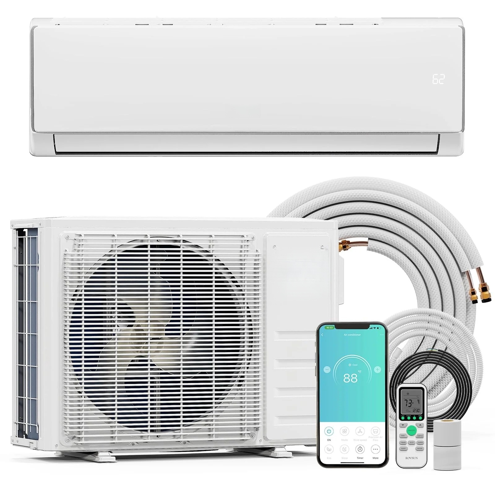 11,500 BTU 17 SEER2 115V Mini Split Air Conditioner with Heat Pump Ductless Inverter & Install Kit