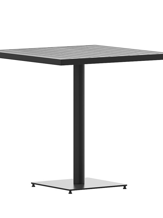 2026 Alamont Home – Lark Outdoor Faux Teak Dining Table with Poly Slats – Square Patio Table – Gray Wash Teak
