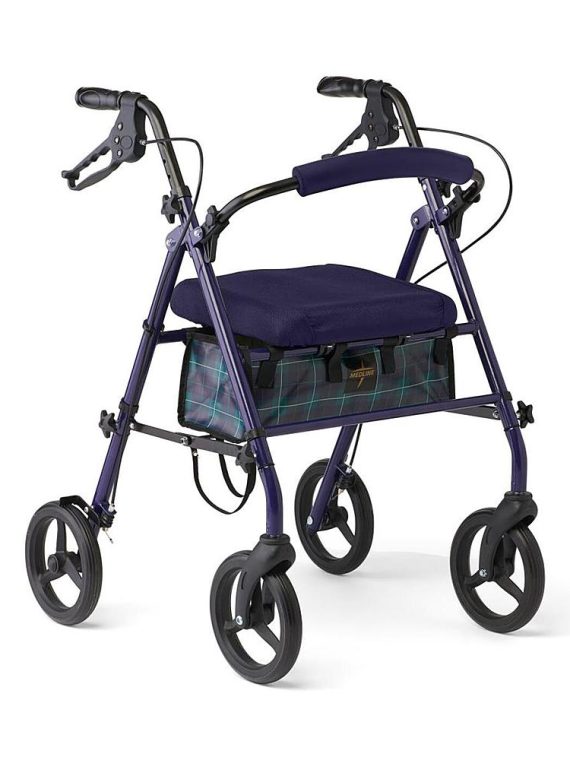 2026 Medline – Sleek Steel Rollators with Microban, 300lb Weight Capacity – Navy
