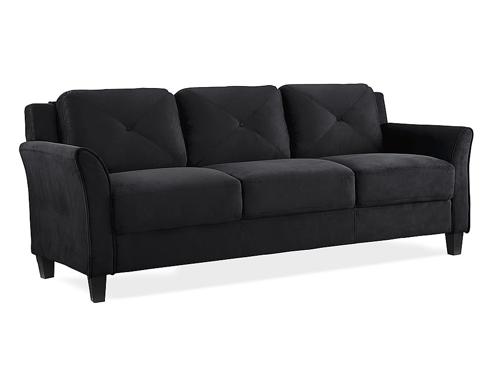 2026 Lifestyle Solutions – Hartford Sofa Upholstered Microfiber Curved Arms – Black