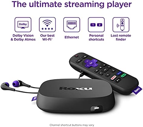 2026 Roku Ultra | Streaming Device HD/4K/HDR/Dolby Vision with Dolby Atmos  Bluetooth Streaming  and Roku Voice Remote with Headphone Jack and Personal Shortcuts  includes Premium HDMI® Cable