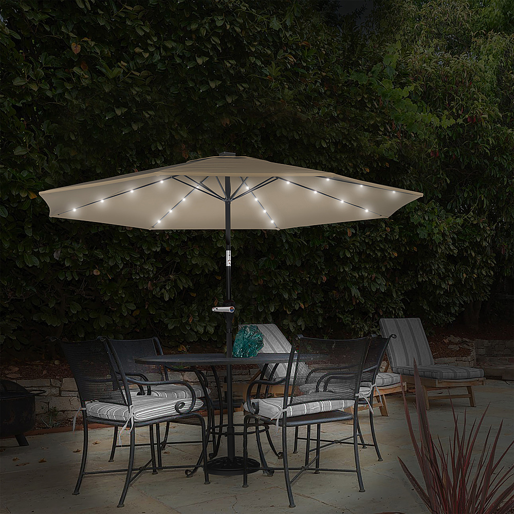 2026 Nature Spring – 10-Foot Solar LED Lighted Patio Umbrella – Sand