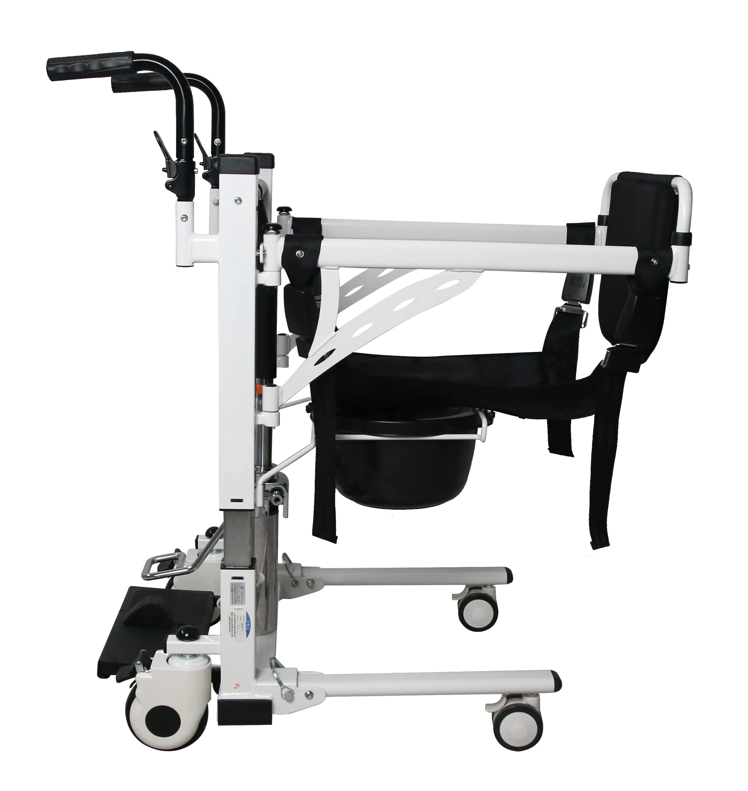 Garvee Hydraulic Patient Transfer Lift Chair with Backrest and Commode, Adjustable Seat Height, Shower Chair, Elderly Lift-Assisted Bedside Toilet Chair for Home Use Multifunctional Transfer Wheelchair