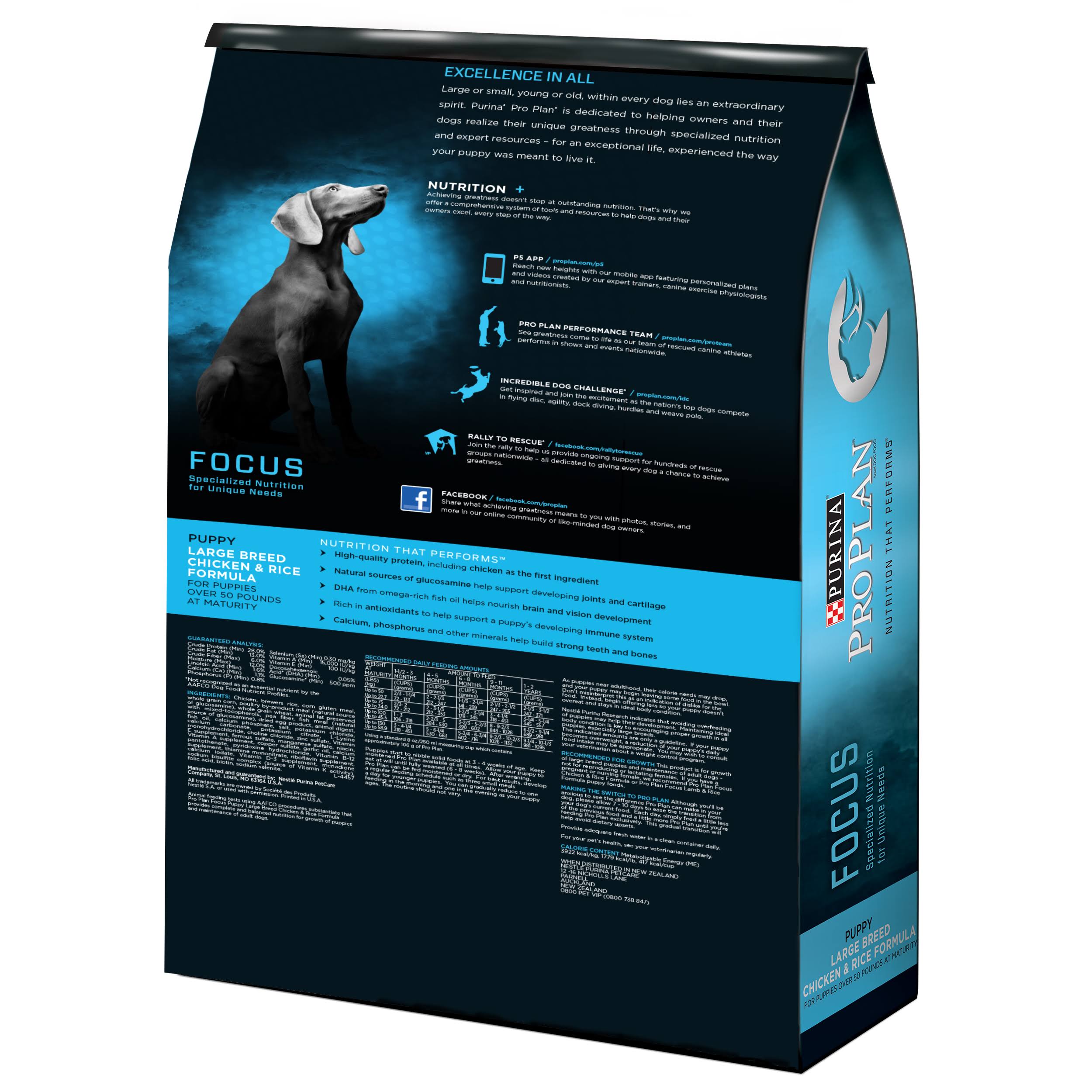 Purina Pro Plan FOCUS Large Breed Chicken u0026 Rice Formula Dry Puppy Food - 34 lb. Bag