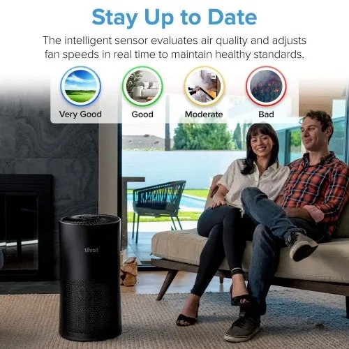 LEVOIT Air Purifier for Home Large Room with True HEPA, Filter for Allergies and Pets, Cleaner for Mold, Pollen, Dust, Quiet Odor Eliminators for Bedroom, Smart Sensor, LV-H133 Black