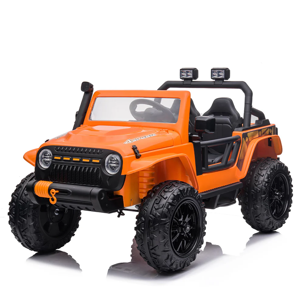 Garvee 24V 2 Seater Ride On Truck Car For Kid age 3 - 8 years, w/Remote Control, 4-Wheeler Suspension, 4x55W Powerful Engine, 4WD Battery Powered, LED Lights, Soft Braking - Orange