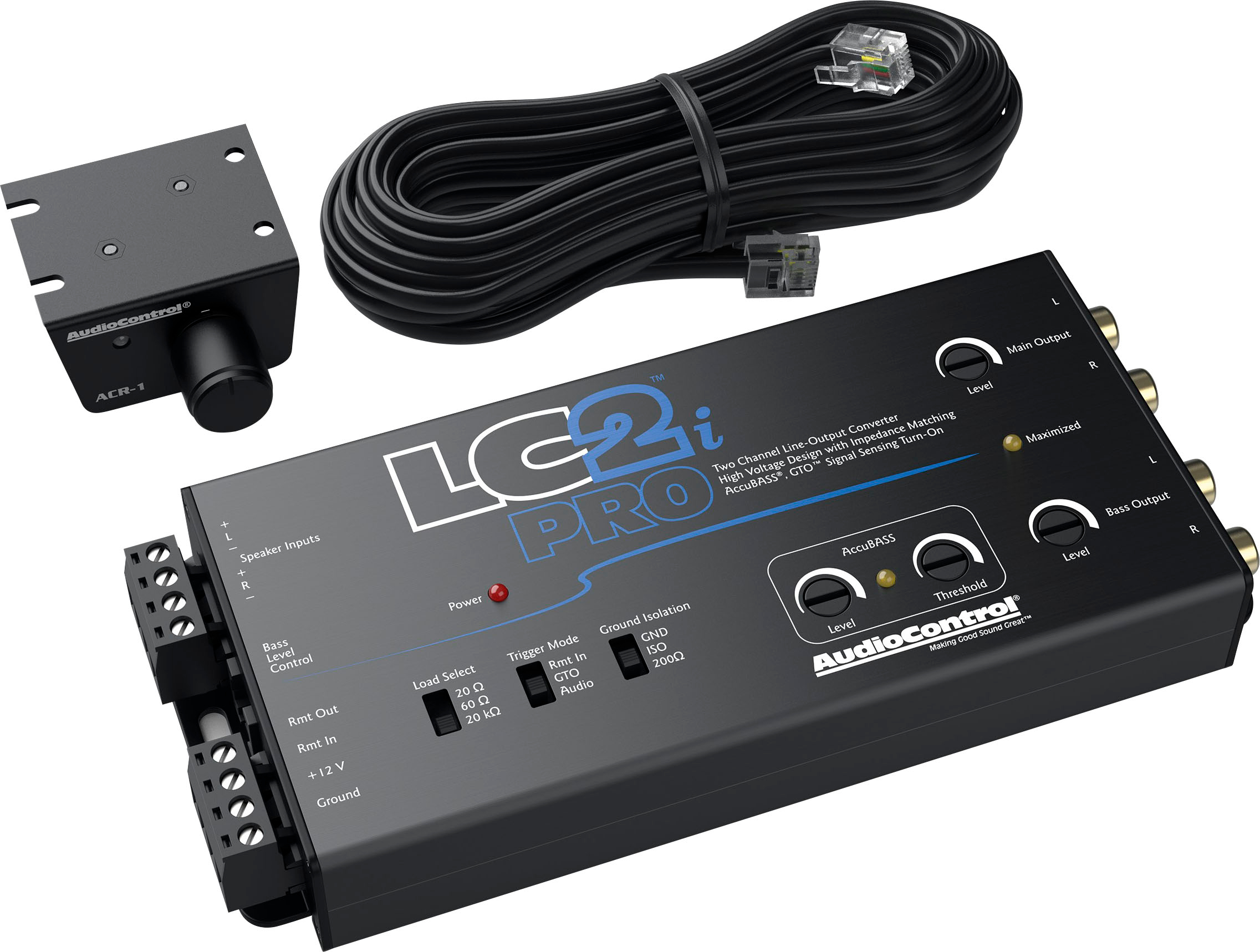 2026 AudioControl – 2-Channel Active Line Output Converter with AccuBASS and Subwoofer Control – Black
