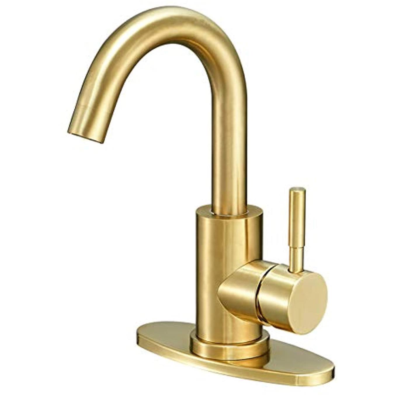 Hoimpro Modern Single Handle Wet Bar Sink Faucet,Single Hole Bathroom Lavatory