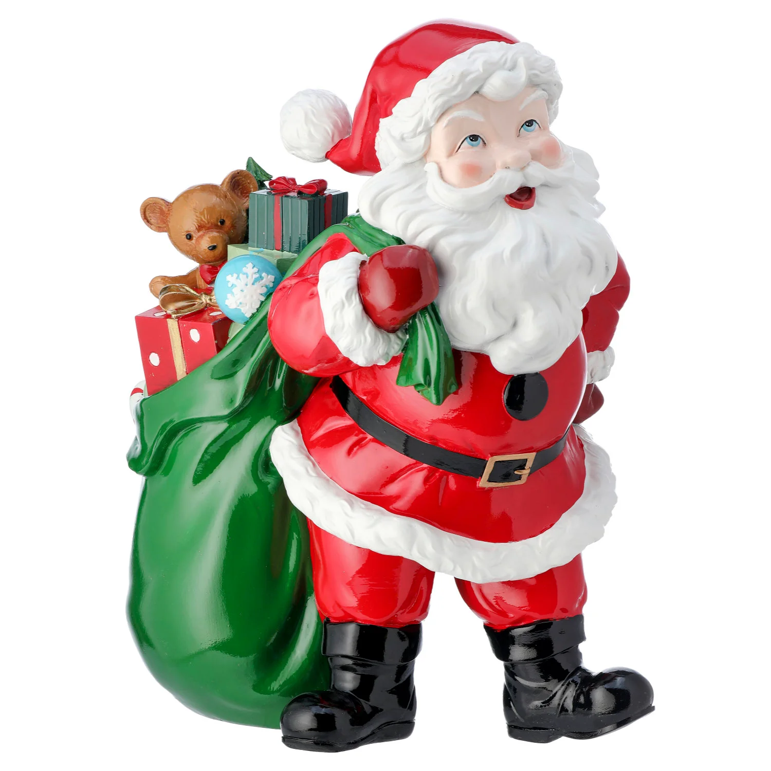 Santa Figurine W/ Gift Bag And Holiday Gifts, 15.5