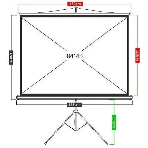 FeliciaJuan Projector Screen Projector Screen with Stand – Indoor Movies Screen for Movie Or Office Presentation – 4:3 HD Premium Tripod Screen (Color : Black, Size : 84inch)