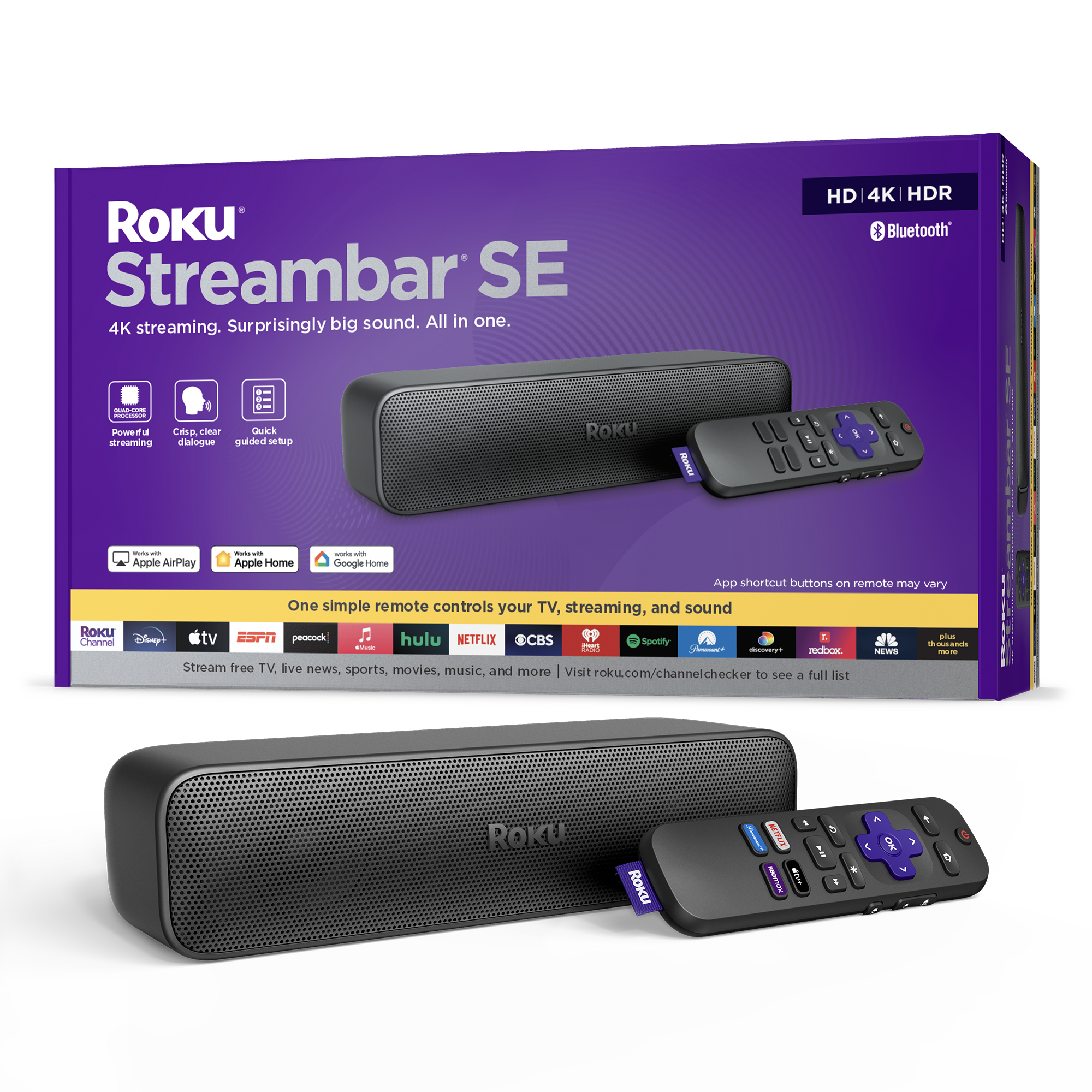 2026 Roku Streambar SE | 2-in-1 TV Soundbar with Built-in Streaming, Premium Speakers, & Enhanced Speech Clarity – Black