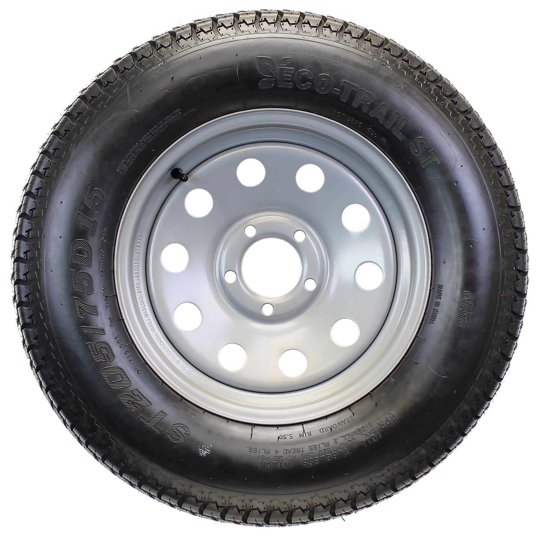 2026 Trailer Tire On Rim ST205/75D15 F78-15 205/75-15 LRC 5 Lug Wheel Silver Mod