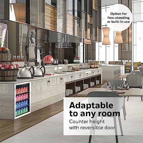 2026 Honeywell Beverage Refrigerator and Cooler  115 Can Mini Fridge with Glass Door for Soda Beer or Wine for Office or Bar with Adjustable Removable Shelving