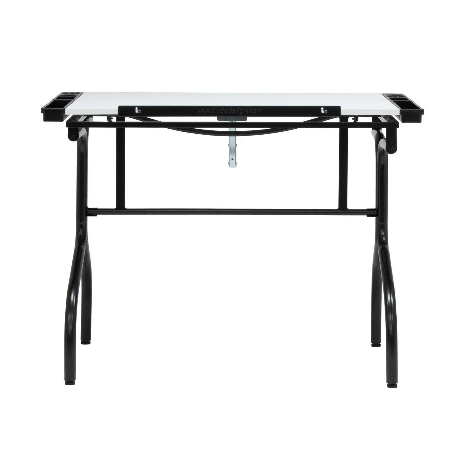 Folding Craft Station with Storage and Adjustable Wood Top