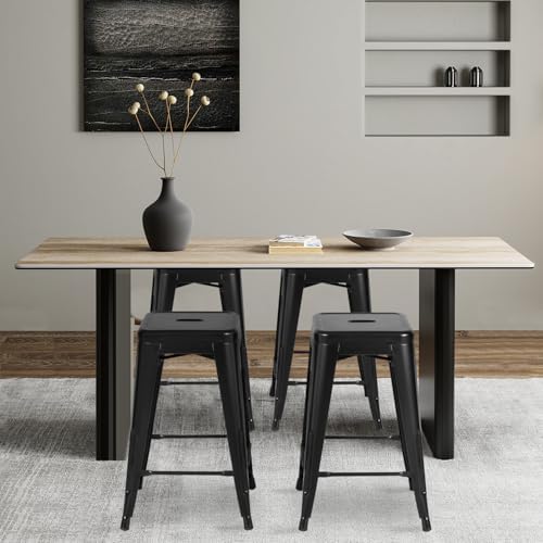 2026 FDW Metal Bar Stools Set of 4 Counter Height Barstool Stackable Barstools 24 Inch Indoor Outdoor Patio Bar Stool Home Kitchen Dining Stool Backless Bar Chair