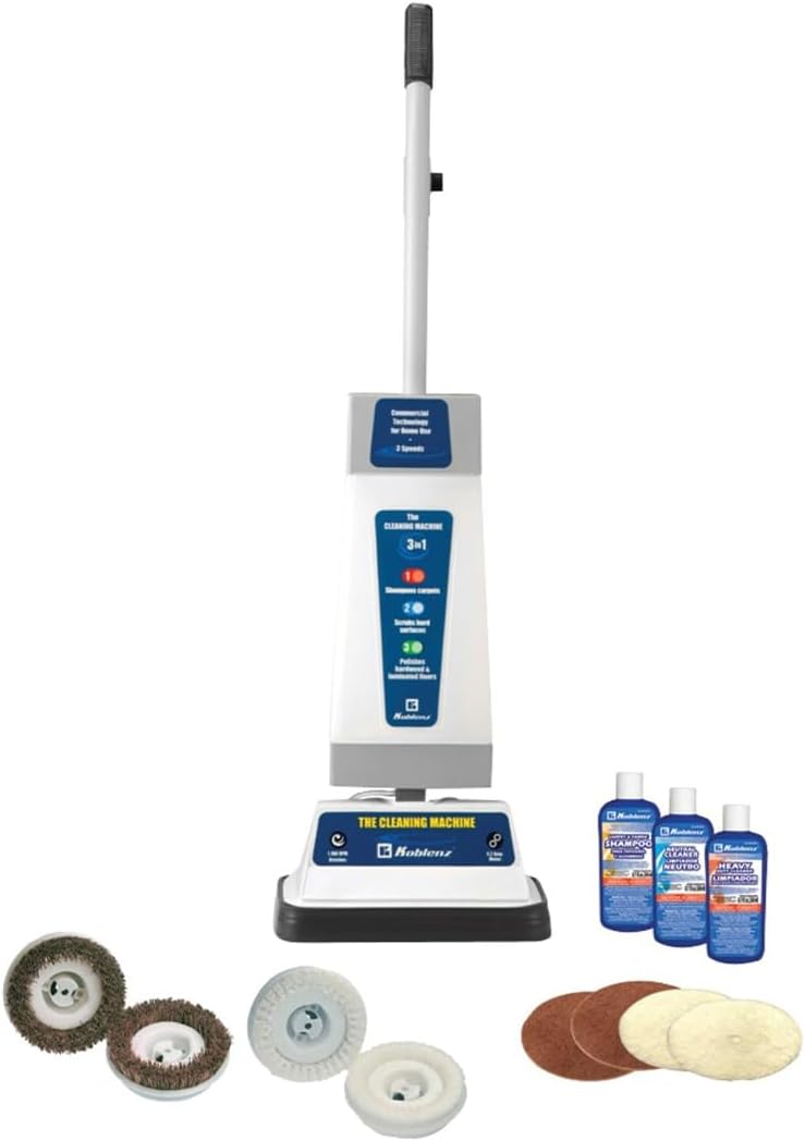 2026 Koblenz Shampooer and Polisher Cleaning Machine  Floor Cleaner with 1100-rpm Motor  5′ Power Cord  120-oz Tank  2-Speed Settings  Scrubbing Brushes  Lambswool Pads  and Polishing Pads  P-820 B