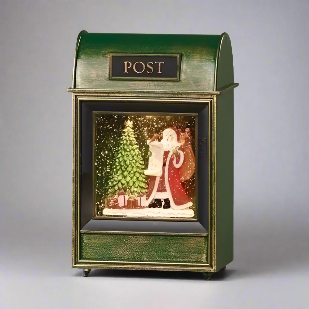 Lighted Swirl Mailbox Snow Globe W/ Santa, 8