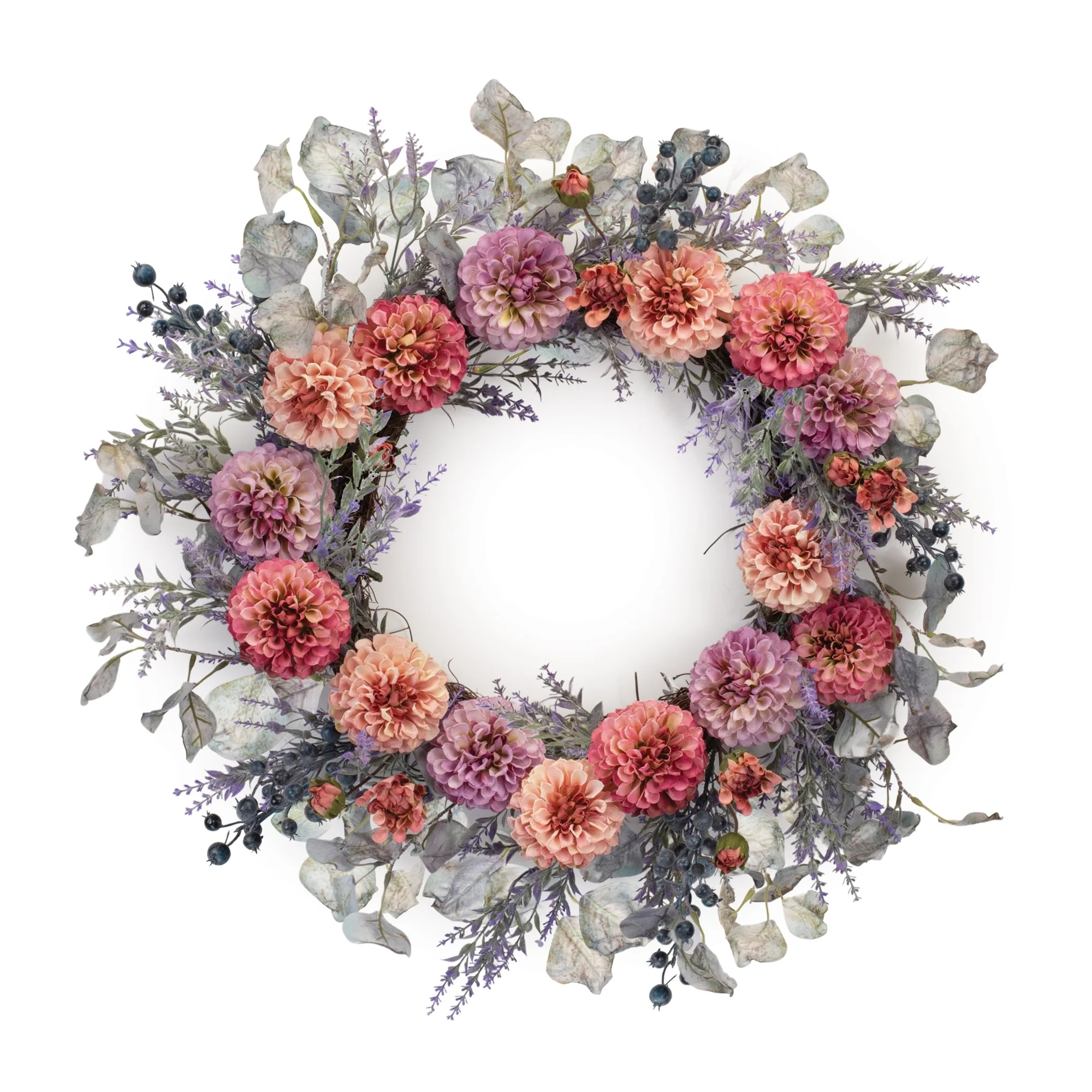 Mixed Zinnia Wreath 24