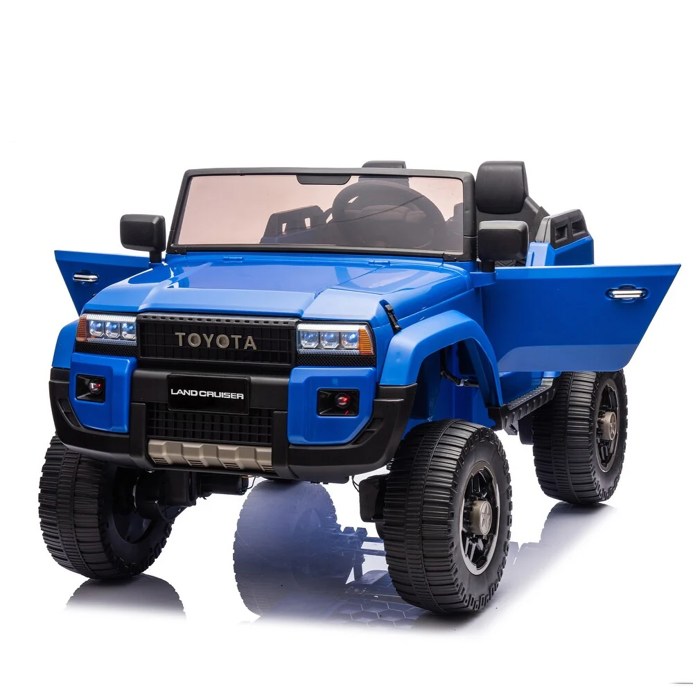 Garvee 24V 2 Seater Ride on Car, Garvee Licensed Toyota LC250 Ride on Toy for Big Kids with Remote Control, 4×100W Power 4 Wheels Ride on Truck with 4WD/2WD Switchable, Spring Suspension, Shovel, Music, Blue