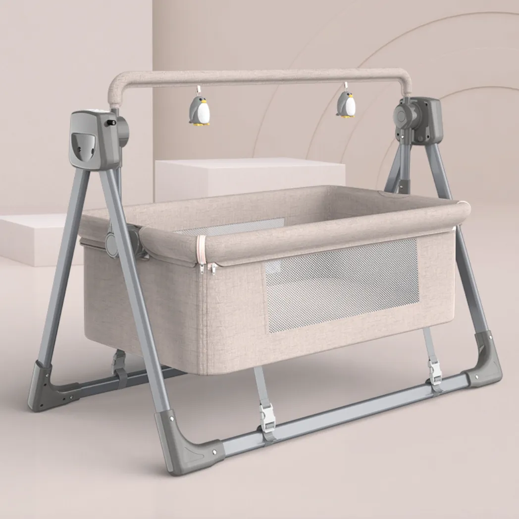 Smart Electric Baby Crib Bedding Cradle Nursery Bassinet Set W/ Music