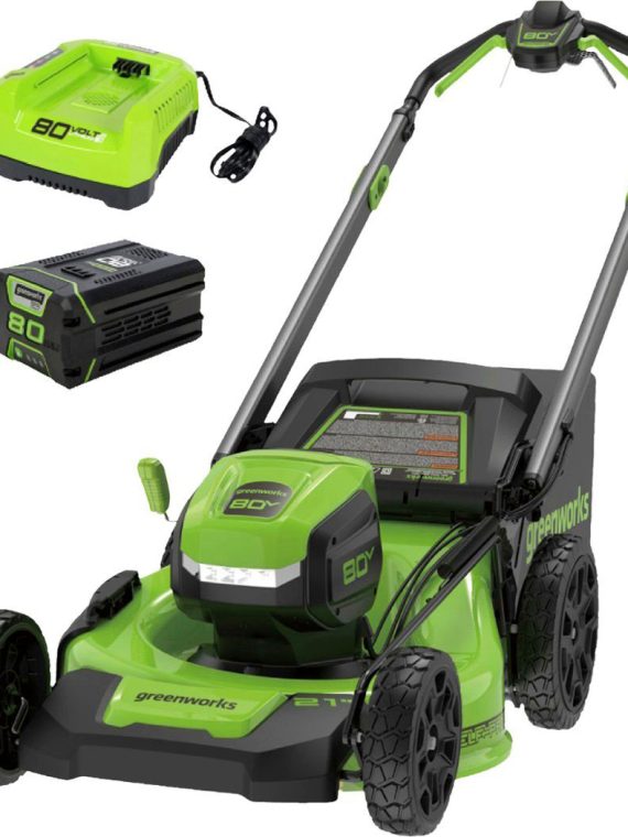 2026 Greenworks – Refurbished 80V 21′′ Dual Port Self-Propelled Lawn Mower (1 x 4.0 Ah Battery, 1 x 2.0 Ah Battery and 1 x Charger) – Green